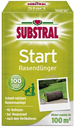 Substral Start Rasendünger 2 kg 100m² für eine schnelle Wurzelbildung | Fördert Wurzelbildung | 100 Tage Langzeitwirkung | Für Aussaat und Rollrasen
