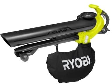 RYOBI 3000W Elektro-Laubsauger RBV3000CESV, Luftmenge16 m³/min, Luftgeschwindigkeit 375km/h, Fangsackgröße 45L, (Laub-) Häckselverhältnis 16:1