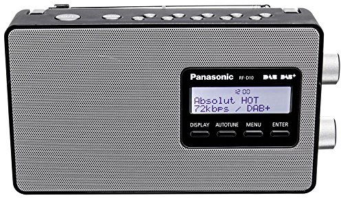 Panasonic RF-D10EG-K Tragbares DAB/DAB+/FM-Digitalradio, LCD-Display mit Hintergrundbeleuchtung, Batterie- & Netzbetrieb, Uhr, Schwarz