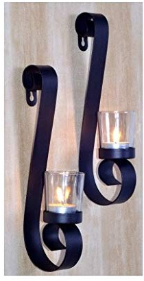 Wandkerzenhalter 2er Set Teelichthalter Wand-Kerzenhalter Metall gebogen