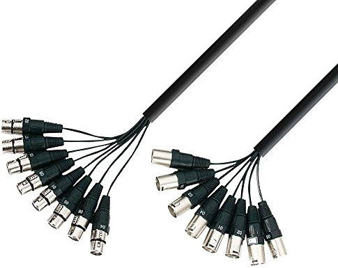 Adam Hall Cables 3 STAR L8 MF 0300 - Studio Loom Kabel, 8x 3-Pol XLR male auf 8x 3-Pol XLR female, schwarz, 3m