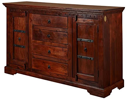 MASSIVMOEBEL24.DE | Oxford Sideboard Akazie 150x45x89, Farbe:Dunkelbraun lackiert, Größe:150x45x89 cm (BxTxH)