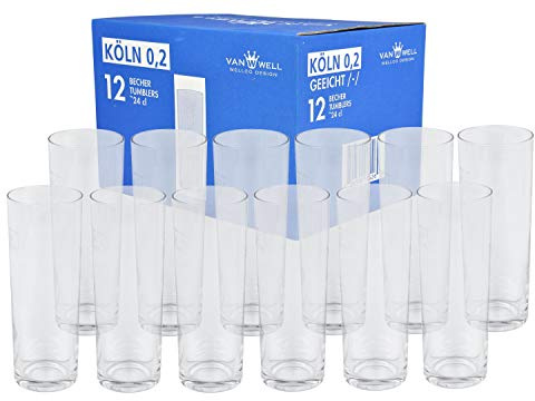 Van Well 12 Stk. Kölschgläser 0,2L /-/ geeicht und robust Kölsch Gläser Set
