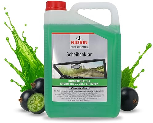 NIGRIN Scheibenklar Konzentrat 1:4 Designer Duft | 5 Liter | Reinigungszusatz für Autoscheiben und Scheinwerfer | mit Griffmulde | entfernt Insekten, Öl, Fett streifen- und schlierenfrei | ab 5°C