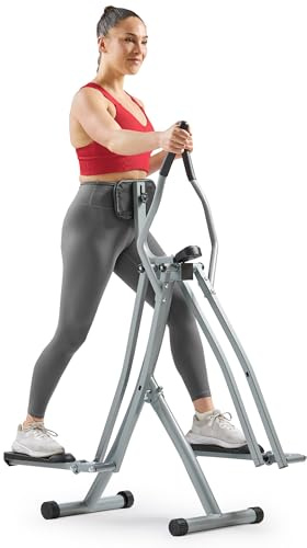 Sunny Health & Fitness Air Walk Crosstrainer für Zuhause, Gelenkschonender Klappbarer Elliptical mit 76 cm Schrittlänge für das Heimtraining, Ultraleiser und Glatter, 100 KG Max User Gewicht