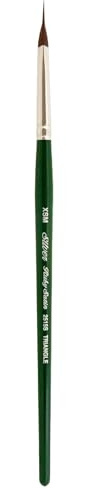 Silver Brush Serie 2515S Ruby Satin PT dreieckiger Pinsel mit kurzem Griff, steife Synthetik-Fasern, Dunkelgrün, Größe extra klein