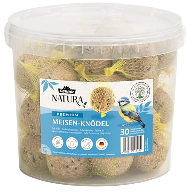 Dehner Natura Premium Meisenknödel mit Netz, ganzjähriges Wildvogelfutter proteinreich / energiereich, hochwertiges Vogelfutter für Wildvögel, 30 Stück je 90 g (2.7 kg)