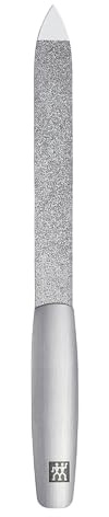 ZWILLING Saphir Nagelfeile (Grob- und feinkörnige Feilenflächen zum Kürzen und Formen, Reinigungsspitze), Premium, Silber, 130 mm