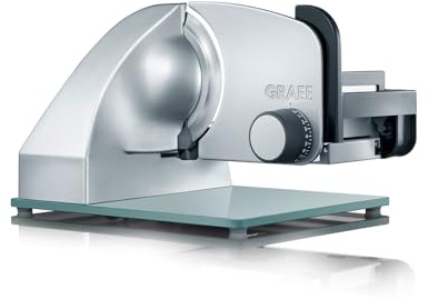 GRAEF. Master M20 - Elektrischer Allesschneider, Made in Germany, Vollstahlmesser Ø 170 mm für feinste Schnitte, Schnittstärke 0-20 mm, Kondensatormotor 170 W, Vollmetall, Schneidemaschine, Silber