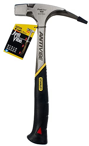 STANLEY FatMax Latthammer mit Dämpfung Antivibe (600 g Kopfgewicht, 340 mm Länge, ergonomischer DynaGrip-Griff, vibrationsgedämpft, mit magnetischem Nagelhalter) 1-51-937