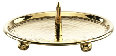 Kerzenteller Messing Gold poliert mit Dorn für Ø bis 10 cm Kerzen