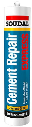 Soudal Cement Repair Express, Reparatur-Mörtel mit körniger Struktur, Farbe: Zement-Grau, Kartusche: 300ml