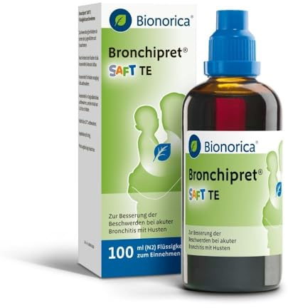 Bronchipret® Saft TE für Kinder ab 1 Jahr – 3-fach Effekt gegen Husten, Schleim und Entzündungsbeschwerden in den Bronchien, pflanzliche Thymian-Efeu-Kombination, zuckerfrei, 100 ml, Saft