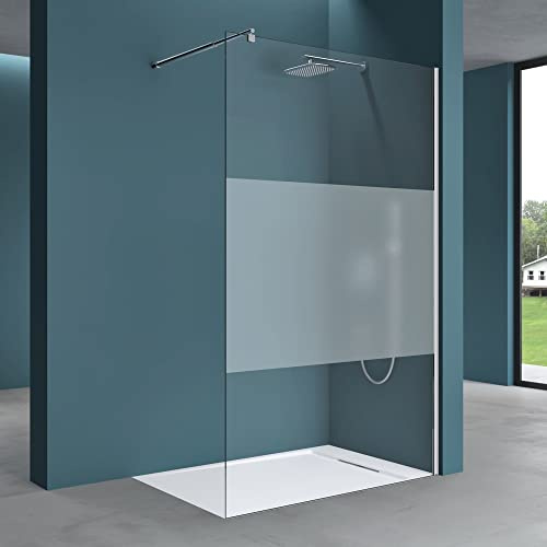 Mai & Mai Duschwand für Dusche Duschabtrennung 100x200cm Walk-In Dusche ESG-Sicherheitsglas 8mm NANO Glas BRAM1 Bremen1MS
