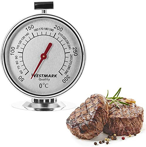 Westmark Ofenthermometer, Messbereich: +50°C bis +300°C/ +122°F bis +572°F, Rostfreier Edelstahl, Silber/Rot, 12902260