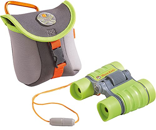 HABA Terra Kids Kinderfernglas - Robustes Outdoor Fernglas für Kinder, 4X | Naturforscher Set mit Tragetasche & Wissenskarten, Forscherset für Vogelbeobachtung & Wandern, Geschenk für Jungen & Mädchen
