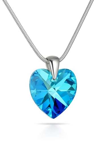LillyMarie Silberne Damen Halskette Mit Herzanhänger In Strahlendem Blau