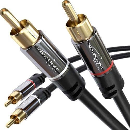 KabelDirekt – 0,5m – Cinch Kabel, Stereo Audio Kabel, 2 x 2 Cinch, bruchfest – in Deutschland entwickelt (Koaxialkabel, RCA-Kabel, Subwoofer/Verstärker/HiFi & Heimkino/Blu-ray, analog & digital)