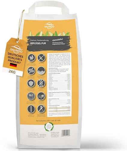 SALiNGO Premium 2kg Trockenfutter für Katzen Geflügel Pur 90% Fleischanteil, 10% Gemüse - Getreidefrei, Zuckerfrei & Ohne künstliche Zusätze - Katzen Trockenfutter, Katzentrockenfutter