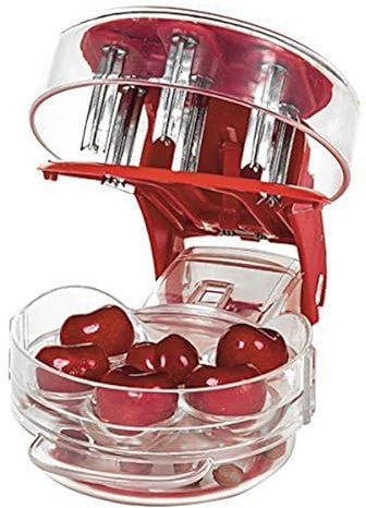 Cherry Stoner Entferner Multi Cherry Pitter Cherry Stein Samen entfernen Kern einfach mit Griff drücken 6 Kirschen Pitter rot.