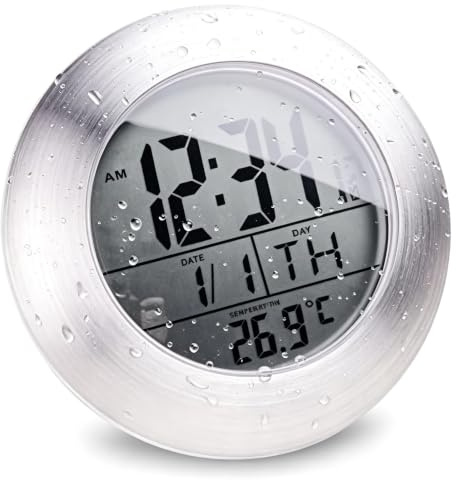 Itian Badezimmer-Uhr mit Saugnapf, digital, wasserdicht