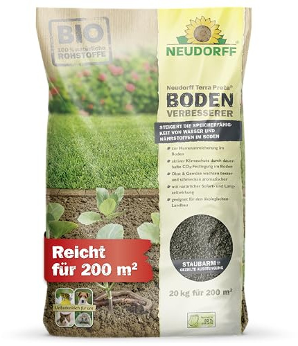Neudorff Terra Preta BodenVerbesserer 20 kg für 200 m² - Bodenaktivator für Pflanzen aus 100% natürlichen Rohstoffen - Obst und Gemüse wachsen besser und schmecken aromatischer