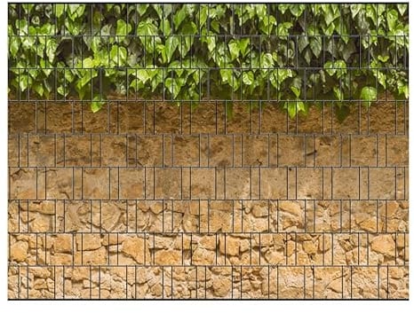 PerfectHD Zaunsichtschutz - Motiv Efeu und Mauer - Sichtschutz für den Garten - 2,50 x 1,80 x 0,19 m - 9 Streifen - 30 Varianten
