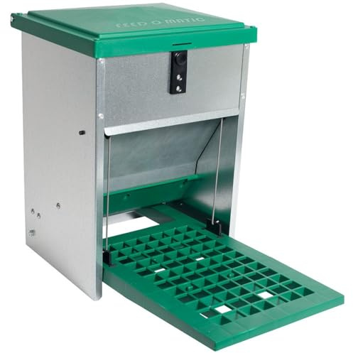 Futterautomat Feedomatic 5kg mit Trittplatte für 5kg Futter, Geflügel-Futterautomat, Hühnertrog, Futtertrog
