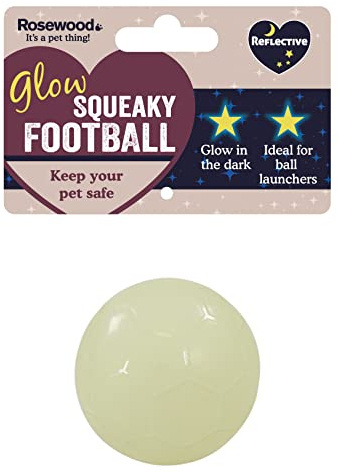 Rosewood 68041 Squeaky super hüpfender Leuchtball aus robustem Gummi für Hunde, mit Squeaker, 6.8 cm, gelb