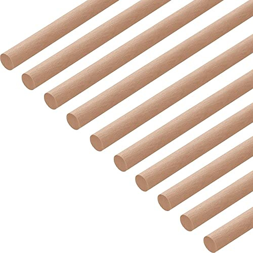 Gedotec Buchen-Rundstab glatt | Rundhölzer | Bastelstäbe 10 x 1000 mm | 10 Stück | Holzstäbe aus Buchenholz zum Basteln | Rundstab aus Massiv-Holz rund | Bastelstäbe für Holzbau-Stöcke | Holzstäbchen