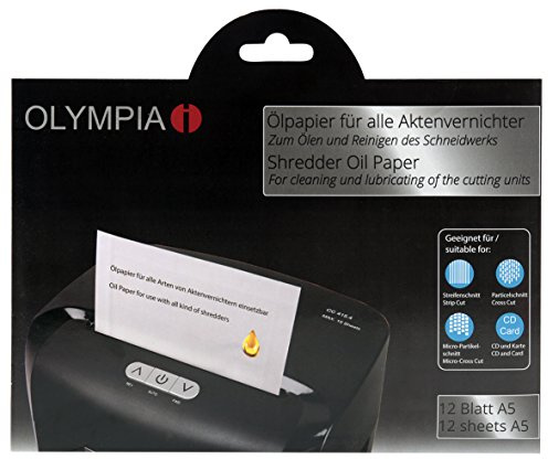 OLYMPIA Ölpapier für Aktenvernichter zum Reinigen und Schmieren des Schneidwerkes