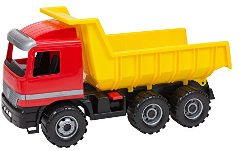 Lena - 02031 – Riesen Muldenkipper Mercedes-Benz Actros, Kipplaster ca. 63 cm mit 3 Achsen und verriegelbarer Kippmulde, robuster Baustellen-LKW für Kinder ab 3 Jahren