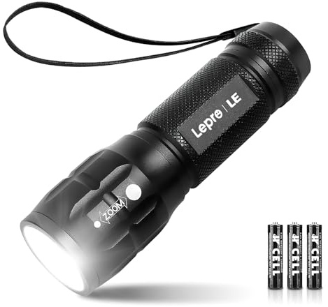 LE LED Taschenlampe Klein, LE1000 Extrem Hell Zoombare Mini Taschenlampen Batteriebetrieben für Kinder, Tragbare Flashlight, Wasserdichte Torch, Handlampe für Camping, Outdoor, Wandern, Notfälle
