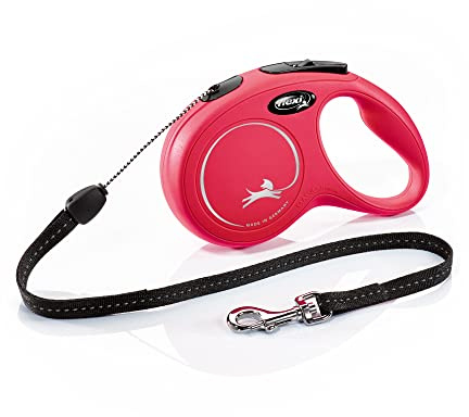 flexi® Classic S | 8m Seil Roll-Leine für kleine Hunde bis 12 kg | Rot | ausziehbare Hundeleine | Gewicht 228.8 gr | Maße 10.3 x 16.8 cm