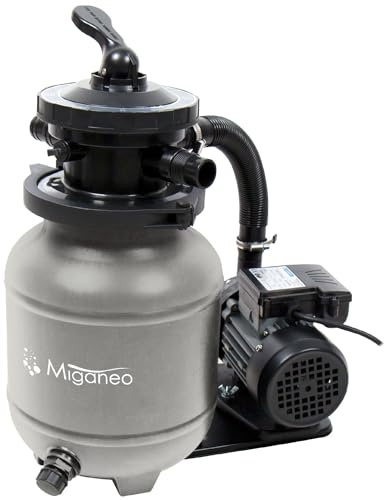 Miganeo Sandfilteranlage Speed Clean Dynamic 7000 - Grau | Pumpenleistung 6.300 l/h | Filterleistung 4.500 l/h | Filteranlage für Pools bis 19.000 Liter | Stromsparende 250 Watt