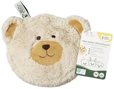 GRÜNSPECHT Mein kleiner Wärmefreund Bär, Kirschkern-Wärmekissen mit waschbarem Bezug für Kinder, wärmendes Kuscheltier bei Bauchschmerzen & Erkältung (171-V2)