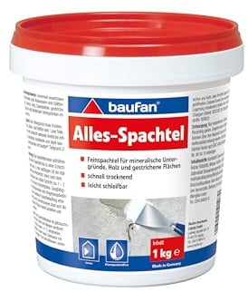 Baufan Alles-Spachtel Weiß 1kg I Zum Ausbessern & Glätten von mineralischen Untergründen wie Putz, Beton I Schnell trocknend & gut schleifbar