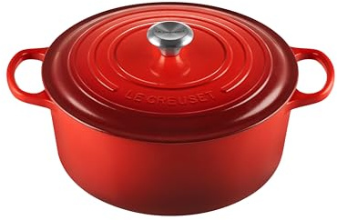 Le Creuset Signature Gusseisen-Bräter mit Deckel, Ø 30 cm, Rund, Für alle Herdarten und Induktion geeignet, Volumen: 8,4 l, 7,165 kg, Kirschrot, 21177300602430