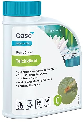Oase 43140 AquaActiv PondClear, 500 ml - biologischer Wasserklärer, wirkt gegen feine, nicht filtrierbare Verunreinigungen sowie Phosphate und Schwermetallverbindungen in Teichen