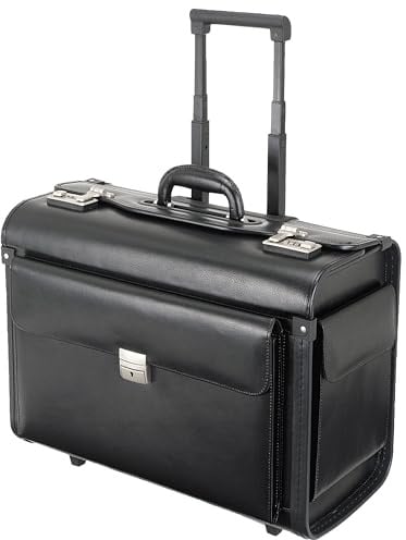 ALASSIO 92301 - Pilotenkoffer Silvana, aus Lederimitat, ca. 48 x 39,5 x 23 cm, schwarz
