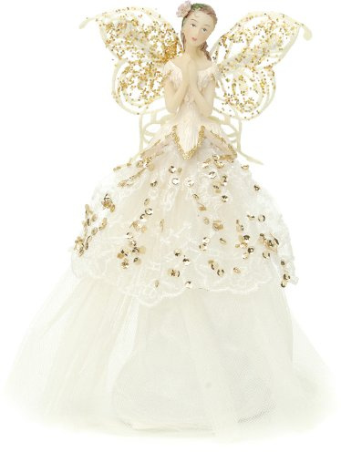 Festive Productions Christbaumspitze im Engel-Design, aus Stoff, 23 c Gold/Cream