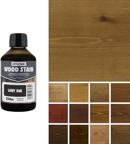 Littlefair's Holzbeize auf Wasserbasis - (Helle Eiche) - ungiftig, umweltfreundlich und schnell trocknend - Einfach aufzutragende, konzentrierte Formel für alle Holzarten - 250ml
