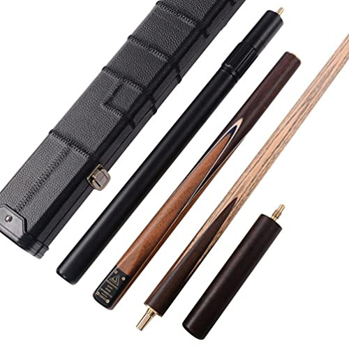 CUESOLL Klassisches Handgefertigtes Snookerqueue 57 inches 18 oz mit Rosenholz-Griff, 3/4-Verbindung & Teleskop Aluminiumverlängerung -Kunstleder-Etui, 9,5 mm Spitze Snookerqueue-Set(CSSC011)