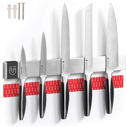 Coninx Magnetleiste Messer 40 cm Edelstahl – Magnetischer Messerhalter | Mehr Platz beim Kochen – Messer stets griffbereit für Steak, Gemüse & Co. Dank 1400-Gauss-Magnet sicher befestigt.