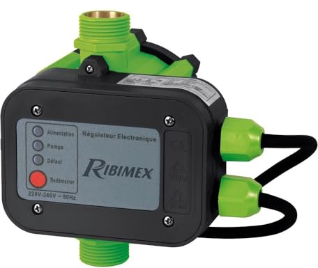 Ribimex Elektronischer Druckschalter AcquaControl+ für Wasserpumpen, mit Trockenlaufschutz und Thermoschutz, 2200 W, IP65, 1-Anschluss, Max. Druck 10 bar – PRPCONTROLP