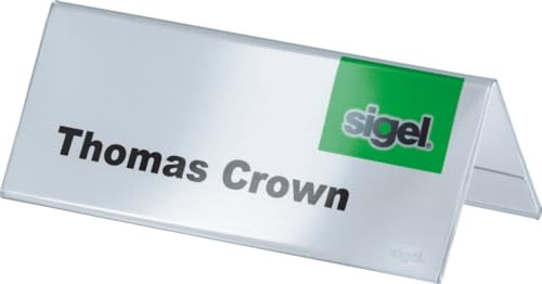 SIGEL TA136 Tischaufsteller Dachform 10er Pack für 10 x 6 cm, Tisch-Namensschilder für beidseitige Präsentation, incl. 10 Einsteckkarten