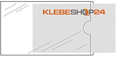 KLEBESHOP24 Visitenkartentaschen selbstklebend, 95 x 60 mm, 20 Stück | transparent, schmale Seite offen