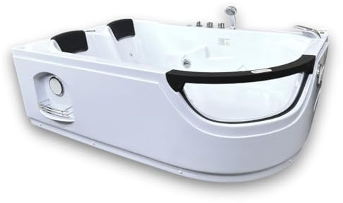 WHIRLPOOL BADEWANNE WHIRLPOOL RECHTECK 2 PERSONEN NEU SPA TUB HOT TUB BATH TUB LUNA - Full Düsen, Sichtfenster, Wasserfall, Led 120x180
