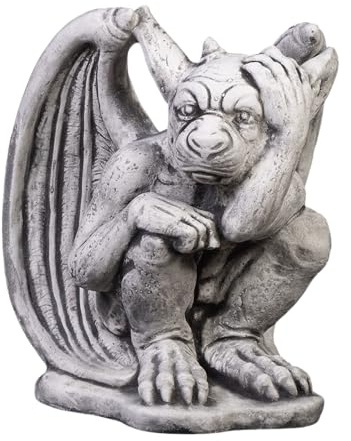 gartendekoparadies.de Gargoyle der Wächter Steinfigur aus Steinguss, Grau, Frostsicher für Außenbereich, H. 27 cm, 7 kg