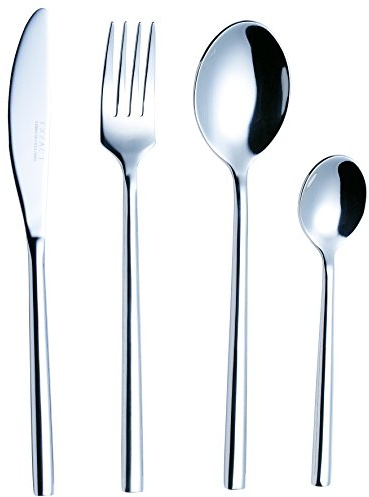 EXZACT 16 tlg geschmiedet Besteckset Edelstahl Besteck Essen für 4 Personen | spülmaschinengeeignet spiegel poliert Oberfläche Slim Griff für Familie Mahlzeiten Abendessen Feiern Zuhause Kitchen und